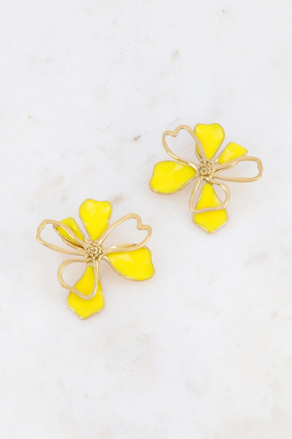Boucles d'oreilles fleur jaune acétate